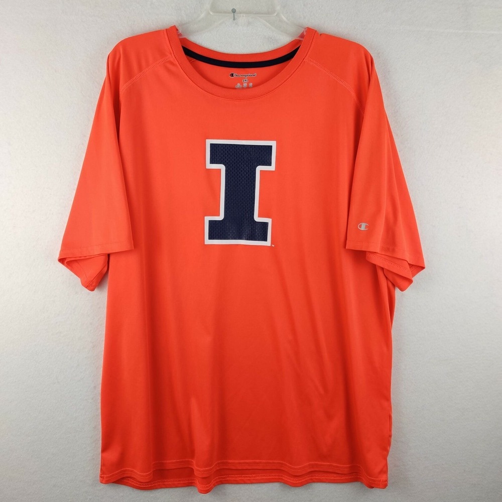 Champion Illinois Dri-Fit Mens XXL Athletic Tee T- Shirt Orange 2XL